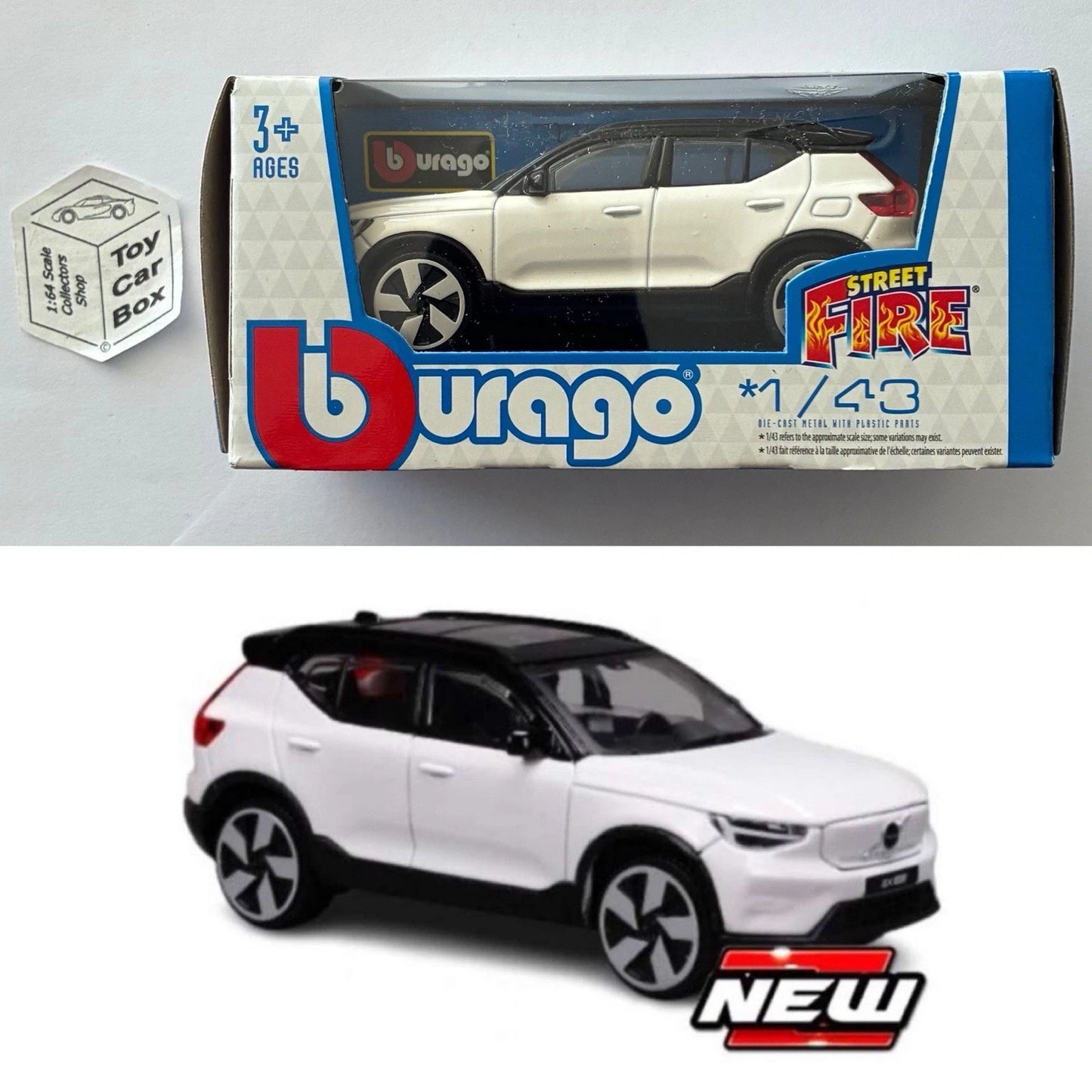 BBURAGO 1/43 - Volvo EX40 (White - Street Fire - Boxed) E28g
