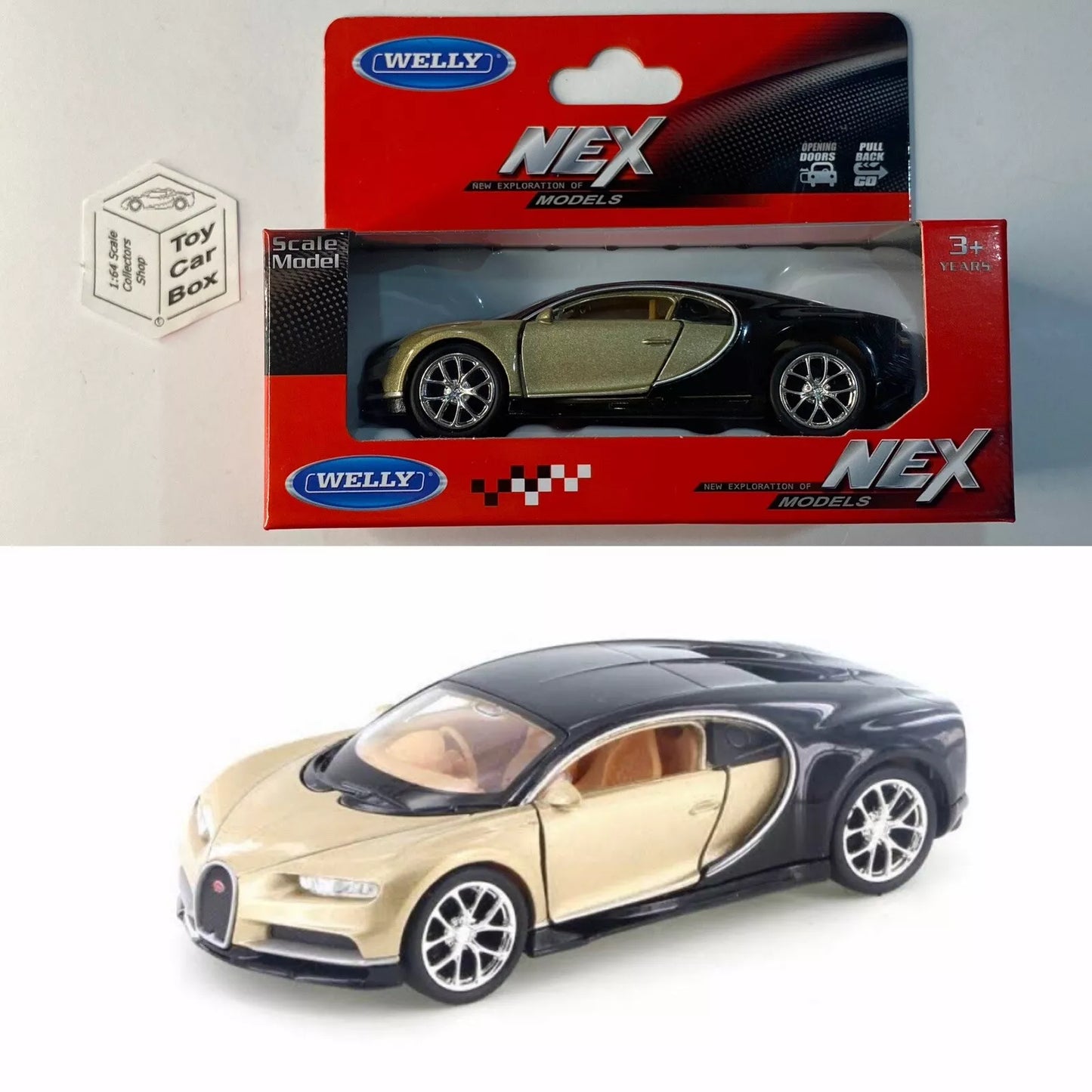 WELLY NEX 1/38 - Bugatti Chiron (Gold #43738 - Boxed) E00