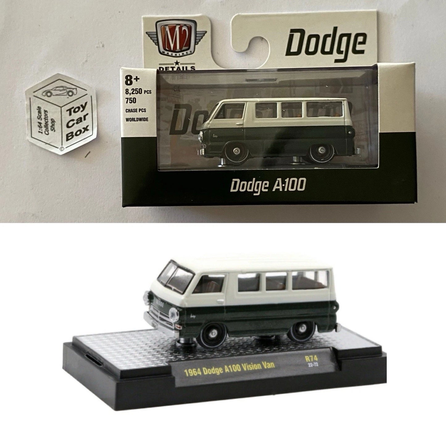 M2 MACHINES - 1964 Dodge A100 Vision Van (White & Green- Auto Thentics R74) L92g