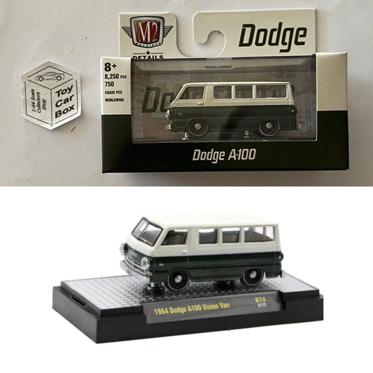 M2 MACHINES - 1964 Dodge A100 Vision Van (White & Green- Auto Thentics R74) L92g
