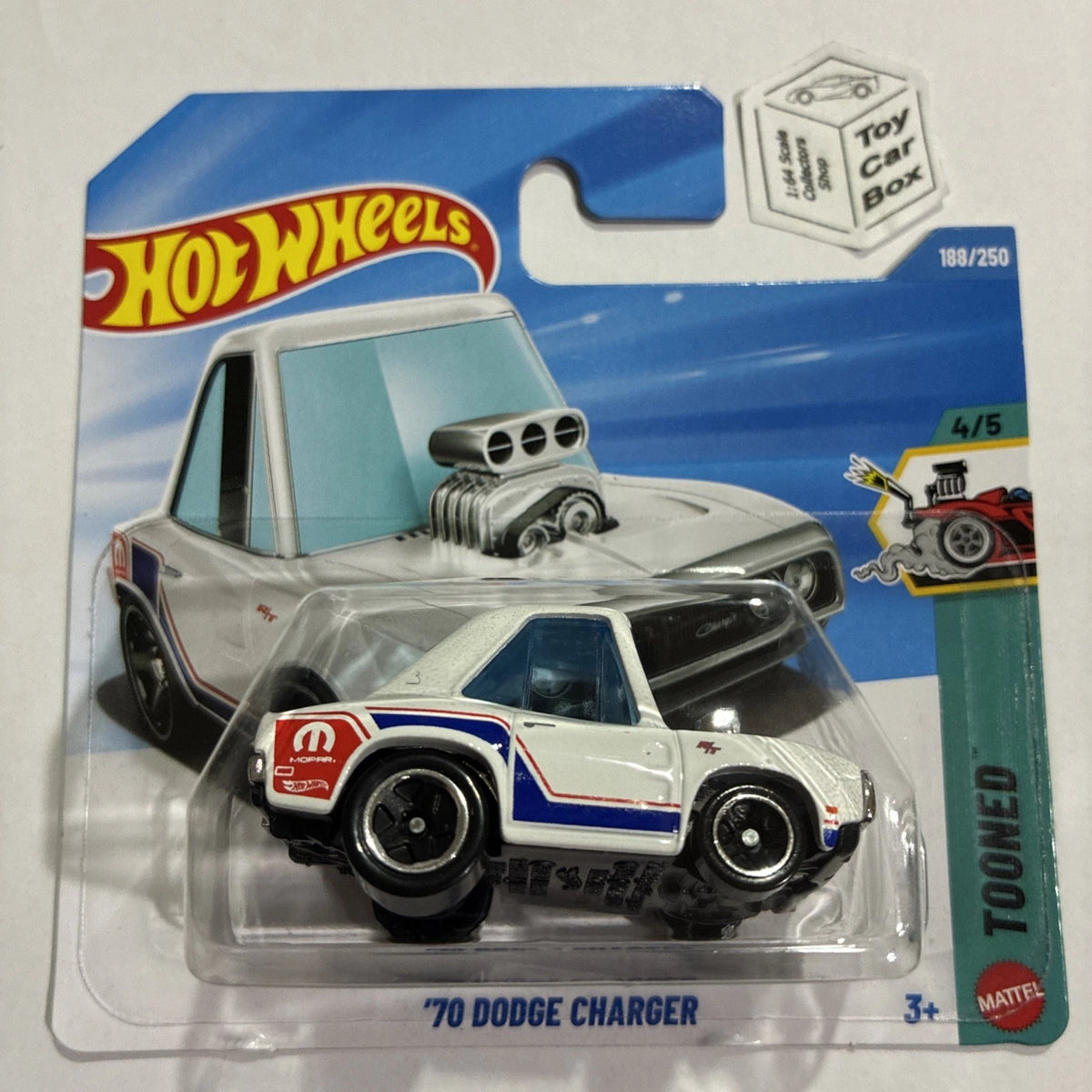 2026 HOT WHEELS #188 - ‘70 Dodge Charger (White #4 Tooned - Short Card) C00