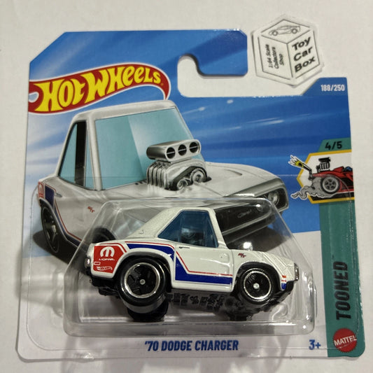 2026 HOT WHEELS #188 - ‘70 Dodge Charger (White #4 Tooned - Short Card) C00