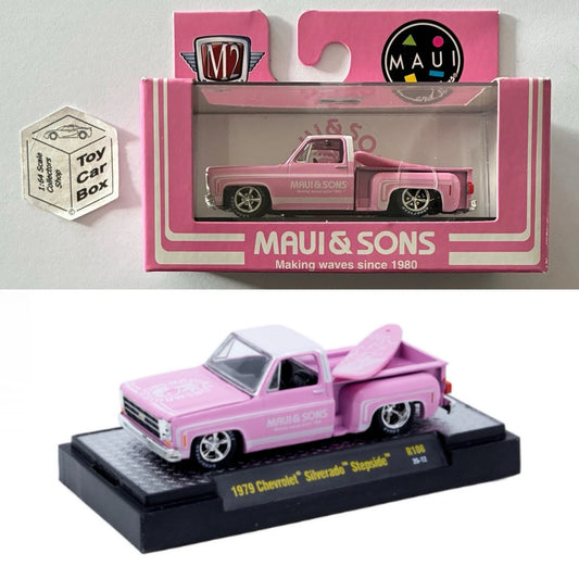 M2 MACHINES - 1979 Chevy Silverado Stepside (Pink - Auto-Thentics R108) L92g