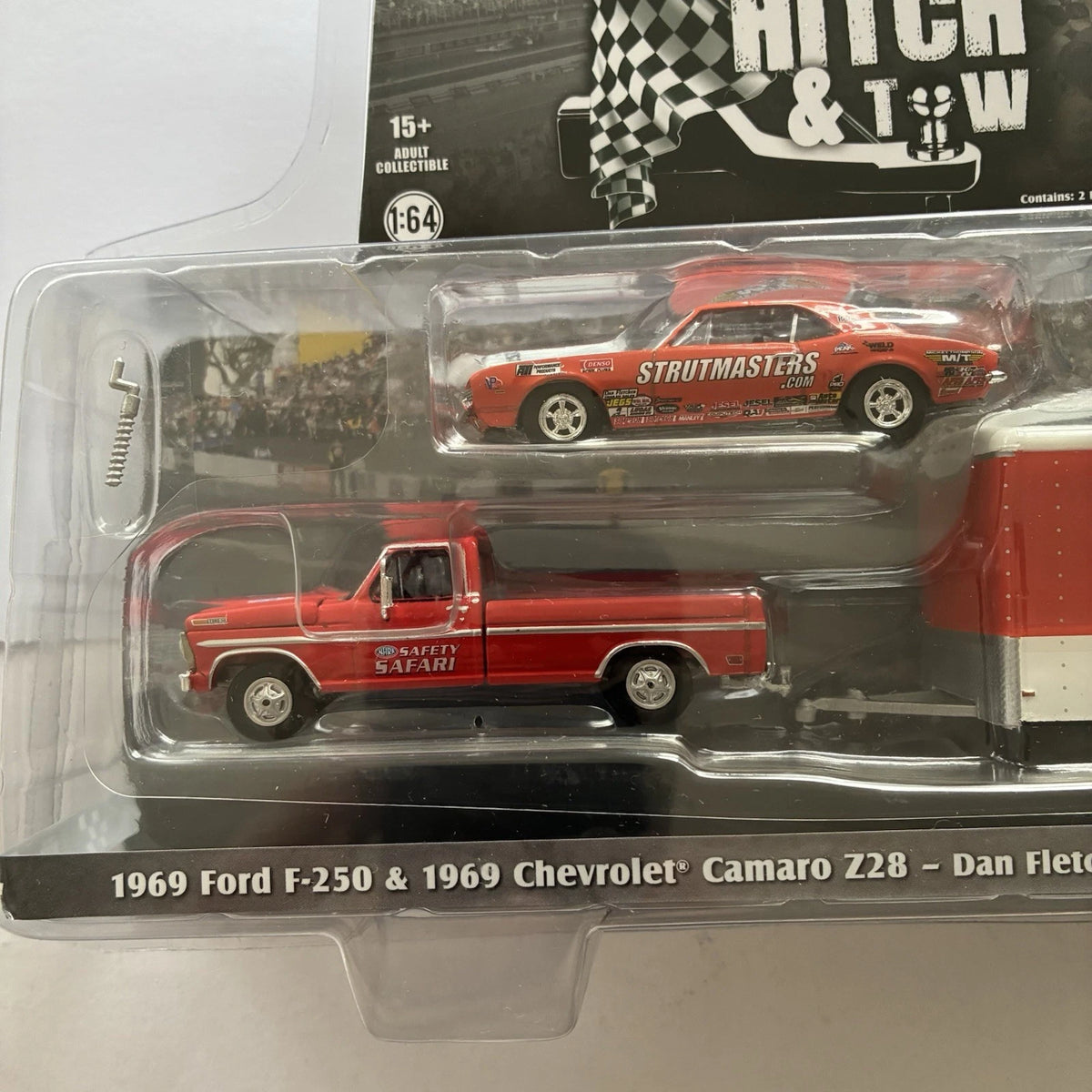 GREENLIGHT - ‘69 Chevy Camaro Z28, Ford F250 & Trailer (Racing Hitch & Tow) V00g