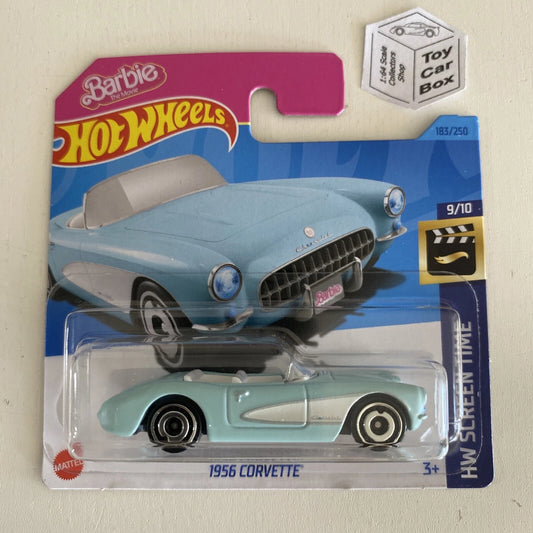 2023 HOT WHEELS #183- 1956 Chevy Corvette (Barbie #9 Screen Time Short Card) B80