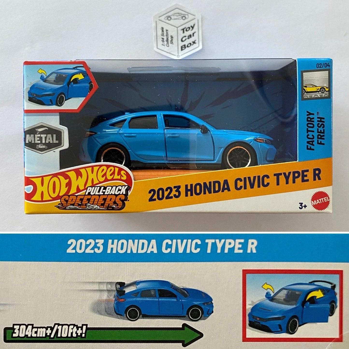 2026 HOT WHEELS 1:43* - 2023 Honda Civic Type R (Blue - Pull-back Speeders) H64