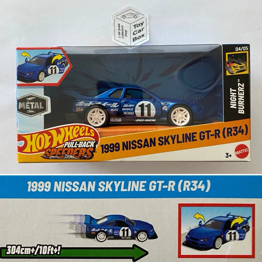 2026 HOT WHEELS 1:43* - 1999 Nissan Skyline GT-R R34 (Pull-back Speeders) H64
