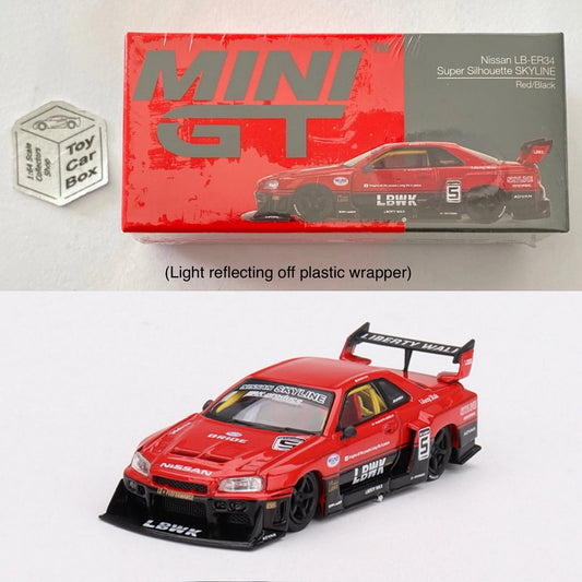 Mini GT #843 - Nissan Skyline LB-ER34 Super Silhouette (Red - Sealed Box) L75g