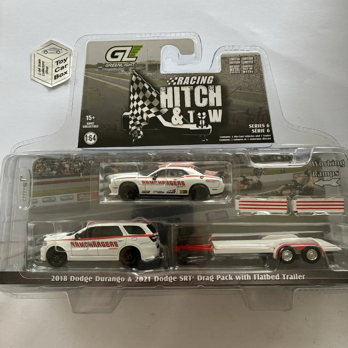GREENLIGHT - Dodge Durango, SRT & Trailer (Ramchargers Racing Hitch & Tow) V00g