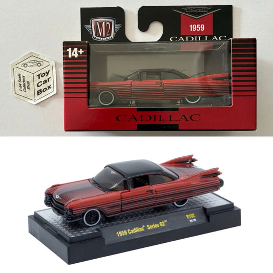 M2 MACHINES - 1959 Cadillac Series 62 (Red & Black - Auto-Thentics R102) L92g