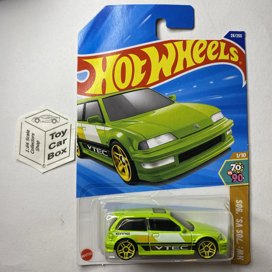 2025 HOT WHEELS #28 - ‘90 Honda Civic EF (Green #1 70s Vs 90s - Long Card) A80