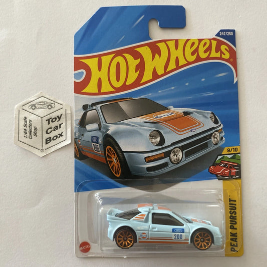 2025 HOT WHEELS #247 - Ford RS200 (Gulf Blue #9 Peak Pursuit - Long Card) A80