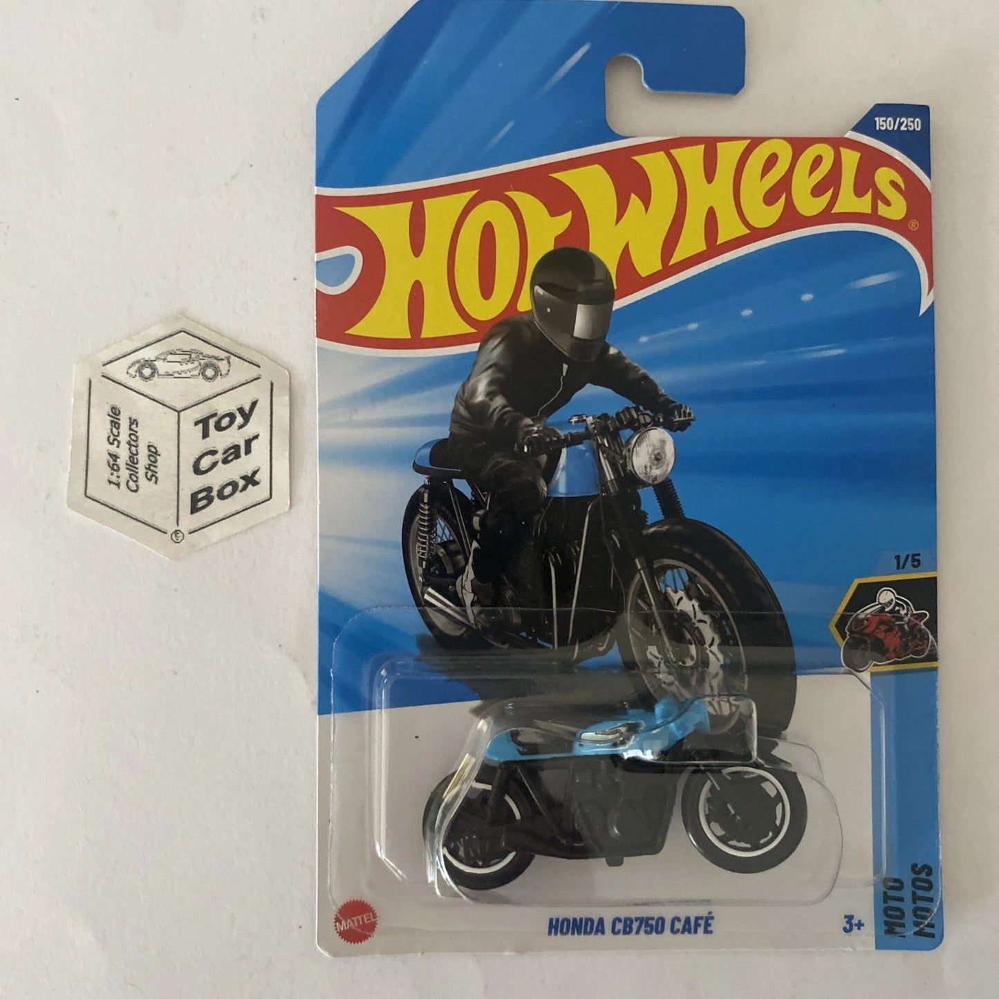 2025 HOT WHEELS #150 - Honda CB750 Cafe Motorbike (Blue #1 Moto -Long Card) A44