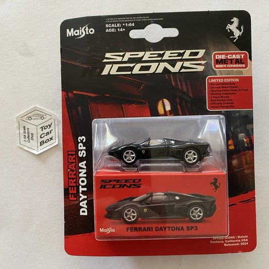 MAISTO Speed Icons - Ferrari Daytona SP3 (Black - Opening Doors) J15g