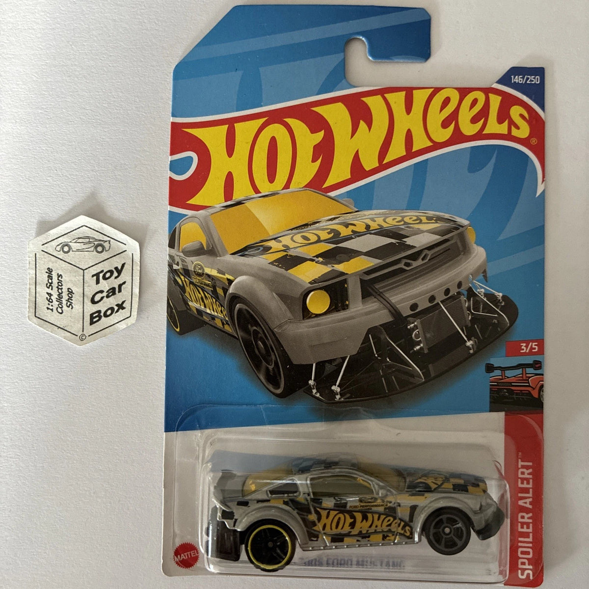 2022 HOT WHEELS #146 - 2005 Ford Mustang (Silver #3 Spoiler Alert Long Card) B00