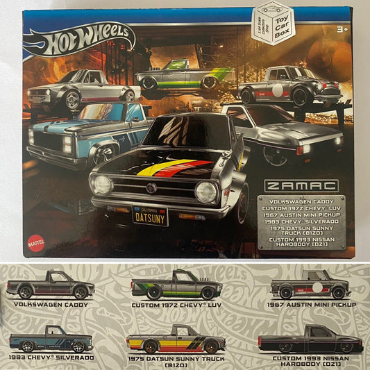 2024 HOT WHEELS Zamac 6 Car Set -Caddy, Chevy, Mini, Datsun & Nissan Pickups -V5