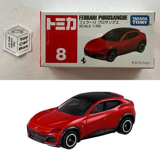 TOMICA Regular #8 - Ferrari Purosangue (Red - 1/66 Scale - Boxed) E25g