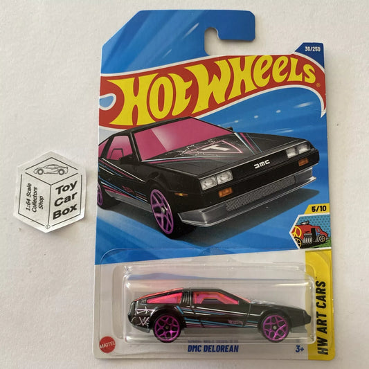 2025 HOT WHEELS #36 - DMC Delorean (Black #5 HW Art Cars - Long Card) B00