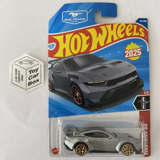 2025 HOT WHEELS #34 - Ford Mustang GTD (Silver #1 Mustang Go - Long Card) B00