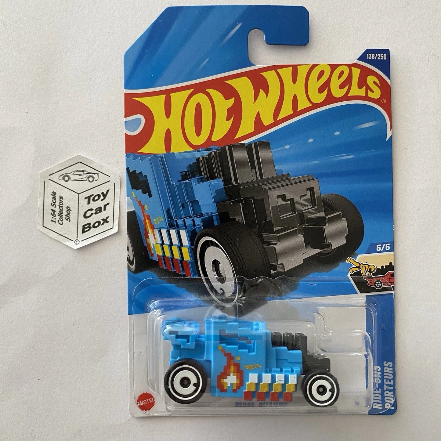 2025 HOT WHEELS #139 - Pixel Shaker (Blue #5 HW Ride-Ons - Long Card) B64