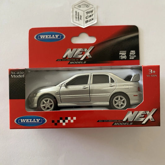 WELLY NEX 1/38 - Mitsubishi Lancer Evolution VIII (Silver #42338 - Boxed) D50