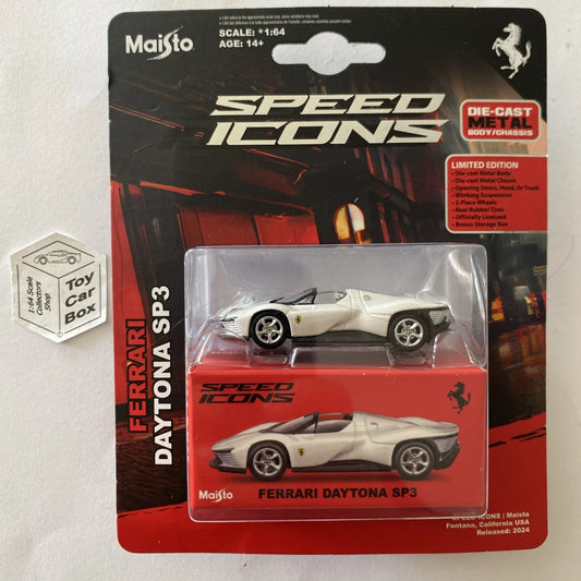 MAISTO Speed Icons - Ferrari Daytona SP3 (White - Opening Doors) J15g