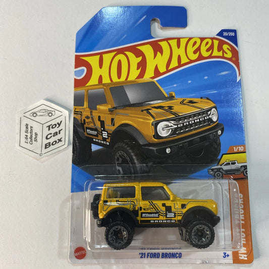 2025 HOT WHEELS #20 - ‘21 Ford Bronco (Yellow #1 Hot Trucks - Long Card) B00