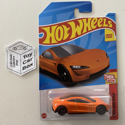 2023 HOT WHEELS #249 - Tesla Roadster (Orange #9 Then & Now) B00