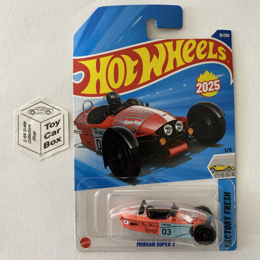 2025 HOT WHEELS #15 - Morgan Super 3 (Recolour #1 Factory Fresh - Long Card) A80