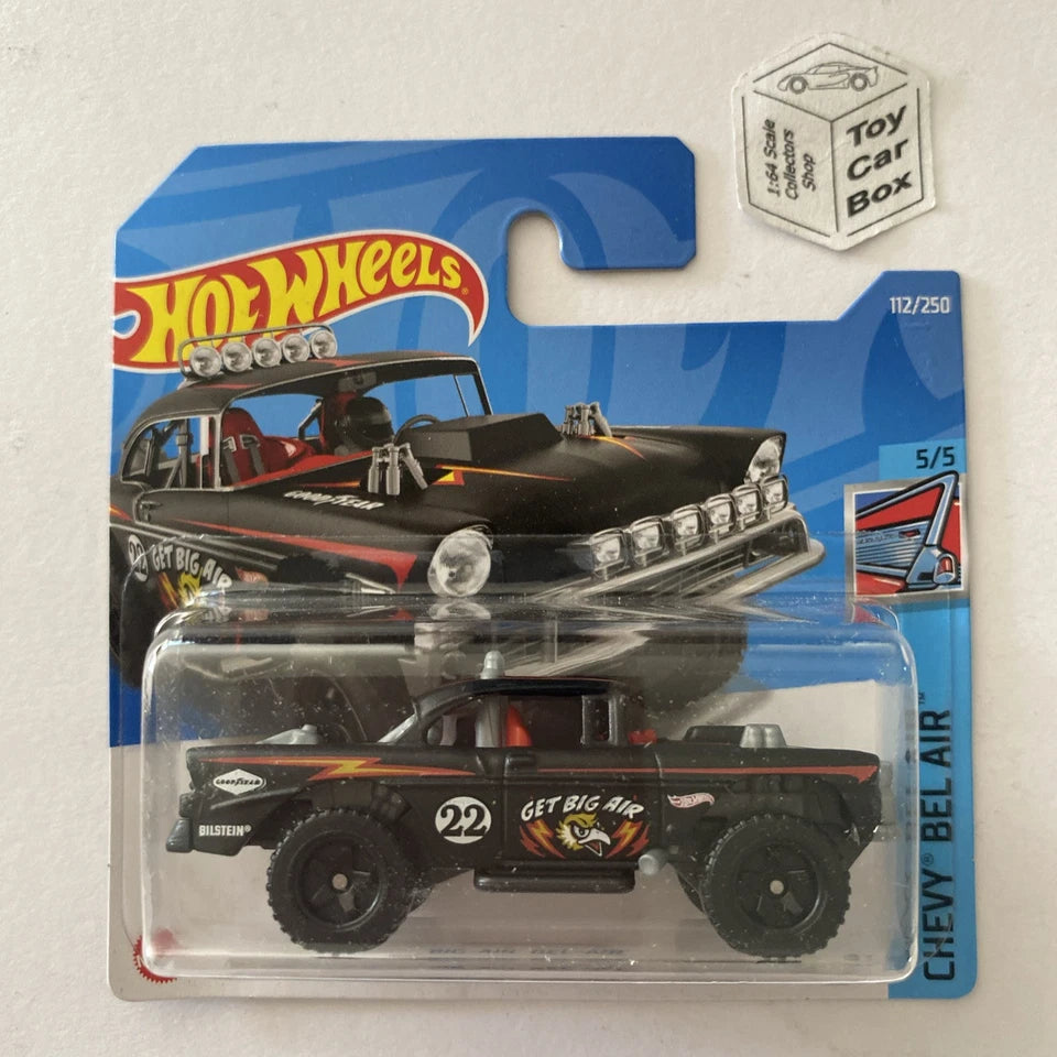 2022 HOT WHEELS #112 - Big-Air Bel-Air (Black #5 Chevy Bel Air -Short Card) B24g