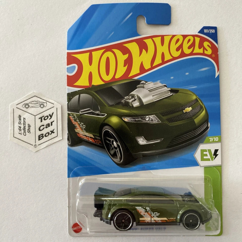 2025 HOT WHEELS #101 - Chevy Super Volt (Green #7 HW EV - Long Card) A44