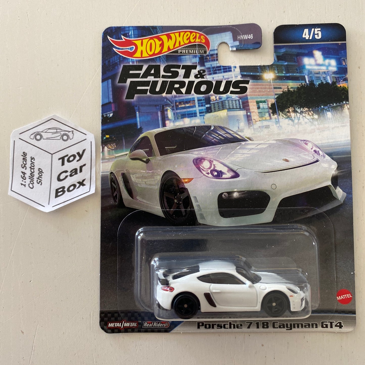 2023 HOT WHEELS Fast & Furious - Porsche Cayman 718 GT4 (White #4/5 F&F) G20