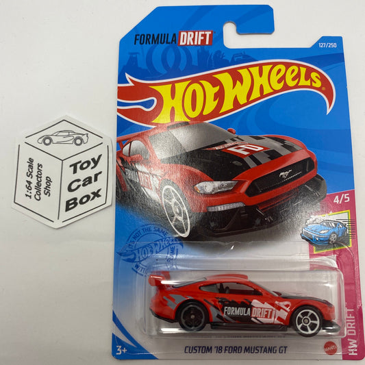 2021 HOT WHEELS #127 - Custom ‘18 Ford Mustang (Red #4 HW Drift - Long Card) B00