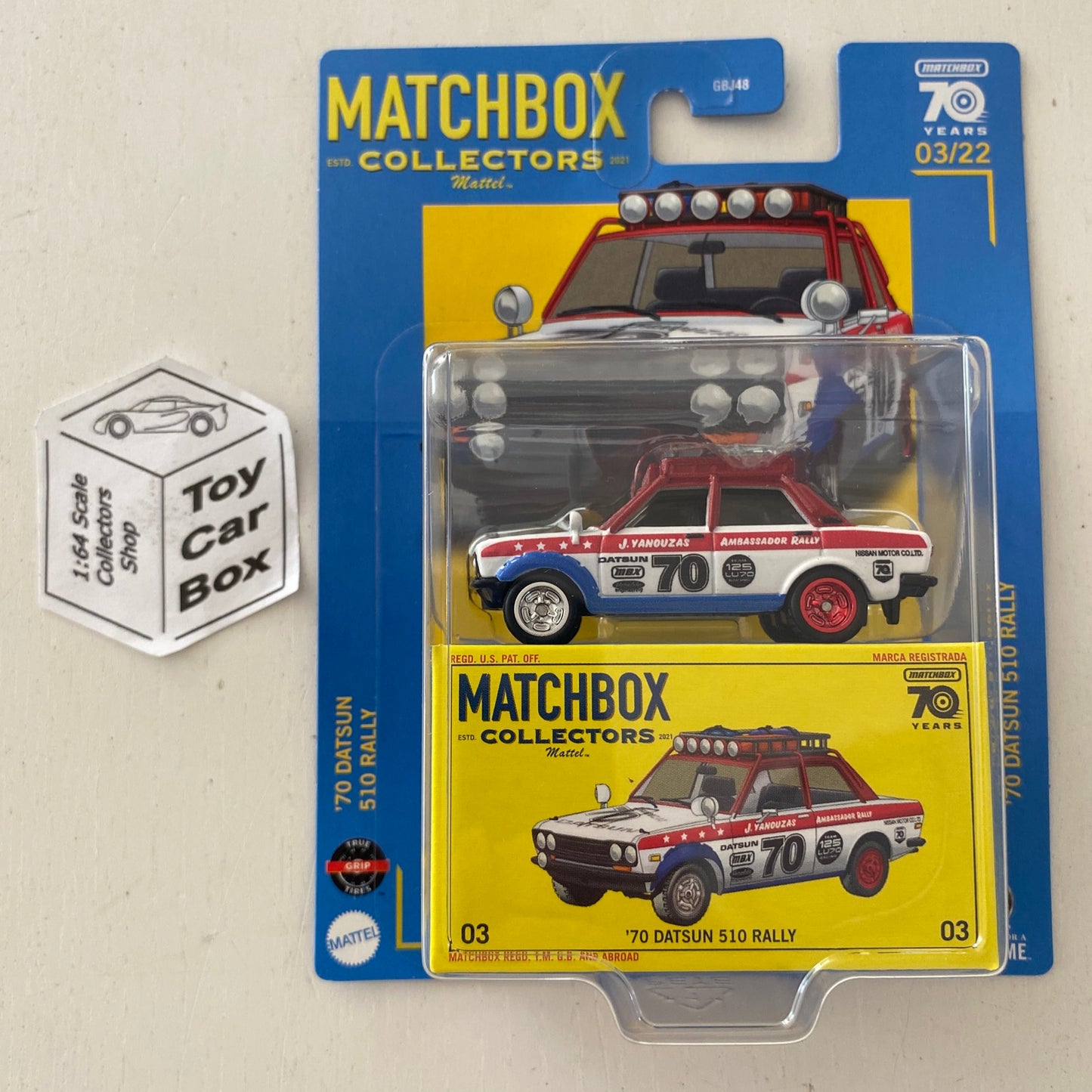 2023 MATCHBOX Collectors #3 - ‘70 Datsun 510 Rally (Premium - White & Red) J00