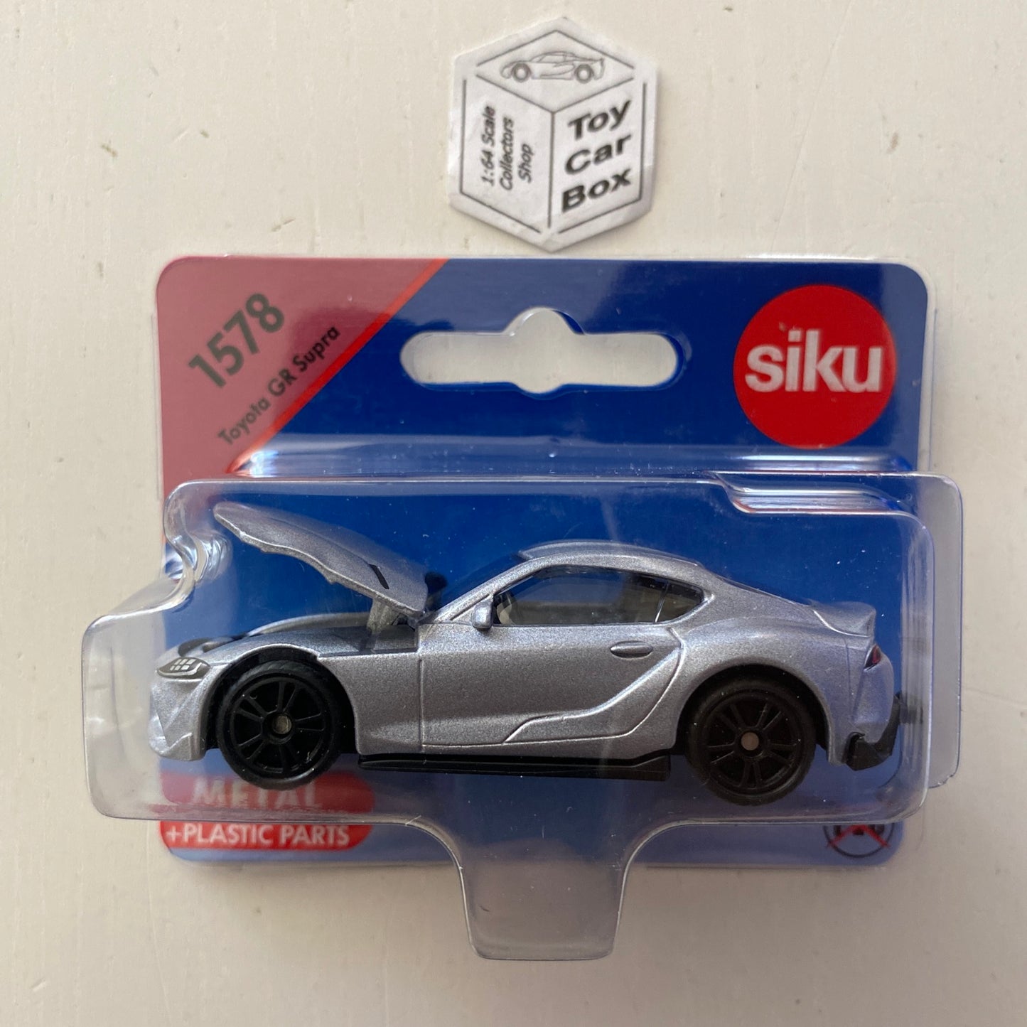 SIKU #1578 - Toyota GR Supra (Silver - Opening hood - Approx. 1:55 scale) E50