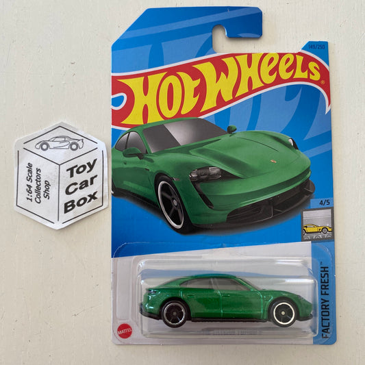 2023 HOT WHEELS #149 - Porsche Taycan Turbo S (Green #4 Factory Fresh - Long Card) B00