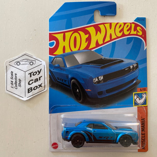 2023 HOT WHEELS #151 - ‘18 Dodge Challenger SRT Demon (Blue #6 Muscle Mania) B00