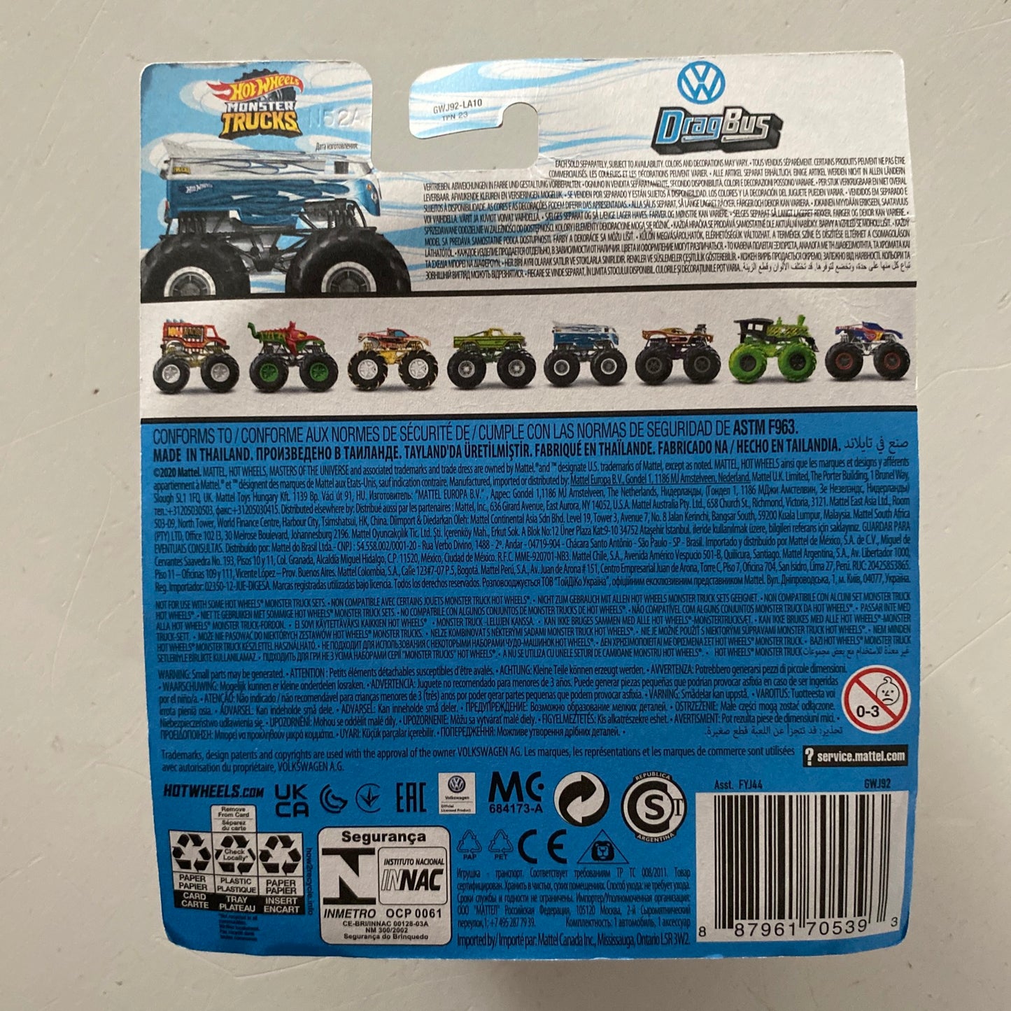 2021 HOT WHEELS Monster Trucks - Volkswagen VW Drag Bus (Blue) F00