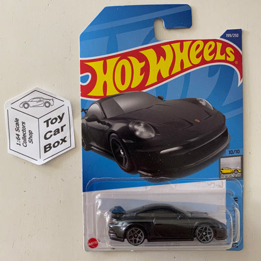 2022 HOT WHEELS #199 - Porsche 911 GT3 (Black #10 Factory Fresh - Long Card) B00