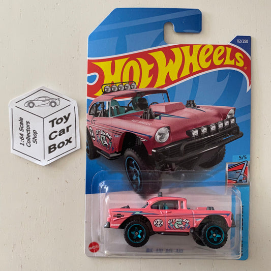 2022 HOT WHEELS #112 - Chevy Big Air Bel Air (Pink #5 Bel Air - Long Card) B00