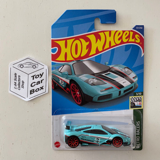 2022 HOT WHEELS #57 - McLaren F1 GTR (Green #3 Retro Racers - Long Card) B00