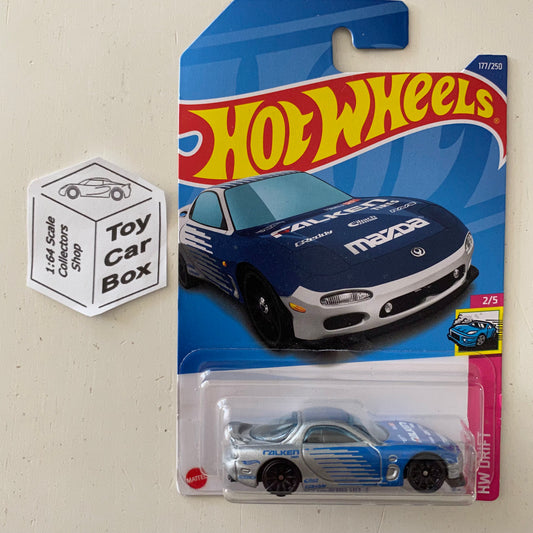 2022 HOT WHEELS #177 - ‘95 Mazda RX-7 (Silver Falken #2 HW Drift - Long Card) B00