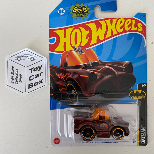 2023 HOT WHEELS #3 - Tooned TV Series Batmobile (Maroon #1 Batman - Long Card) B53