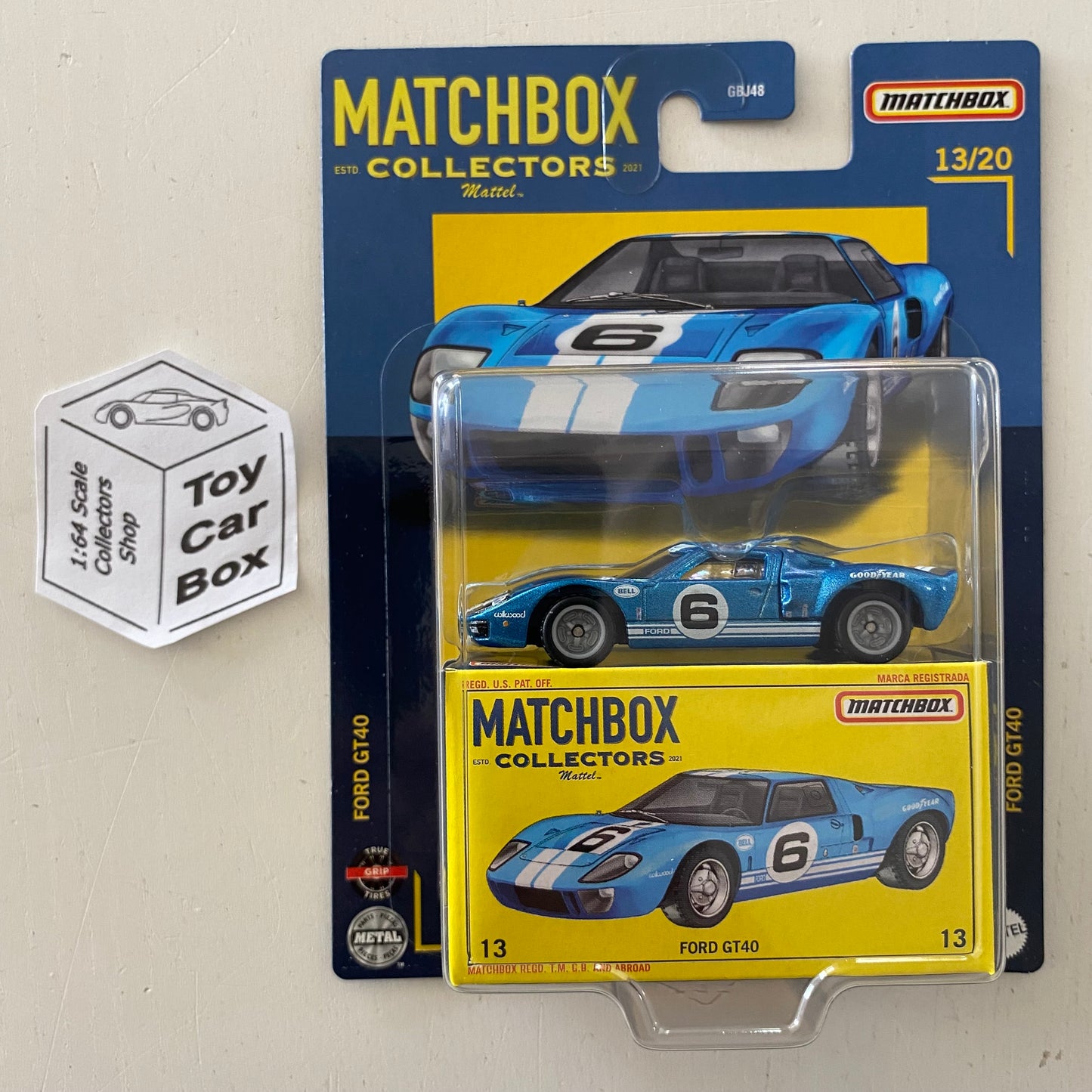 2022 MATCHBOX Collectors #13 - Ford GT40 (Premium - Blue & White Stripes) J00