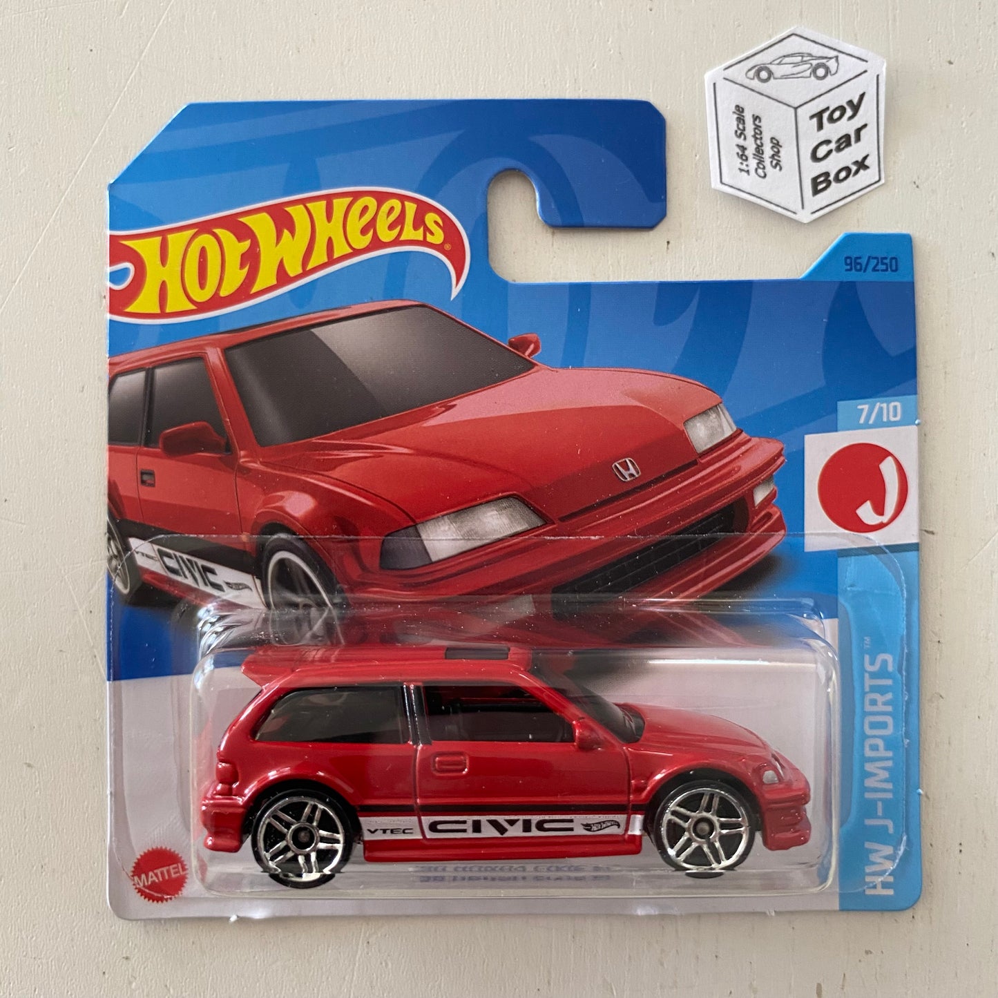 2023 HOT WHEELS #96 - ‘96 Honda Civic EF (Red #7 HW J-Imports - Short Card) C50