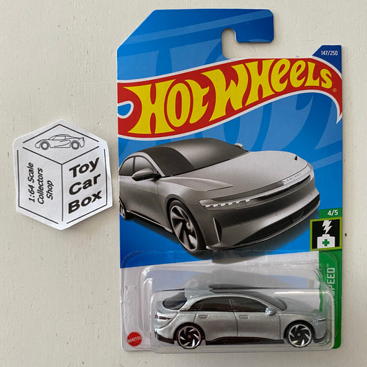 2022 HOT WHEELS #147 - Lucid Air (Silver #4 HW Green Machine - Long Card) B00