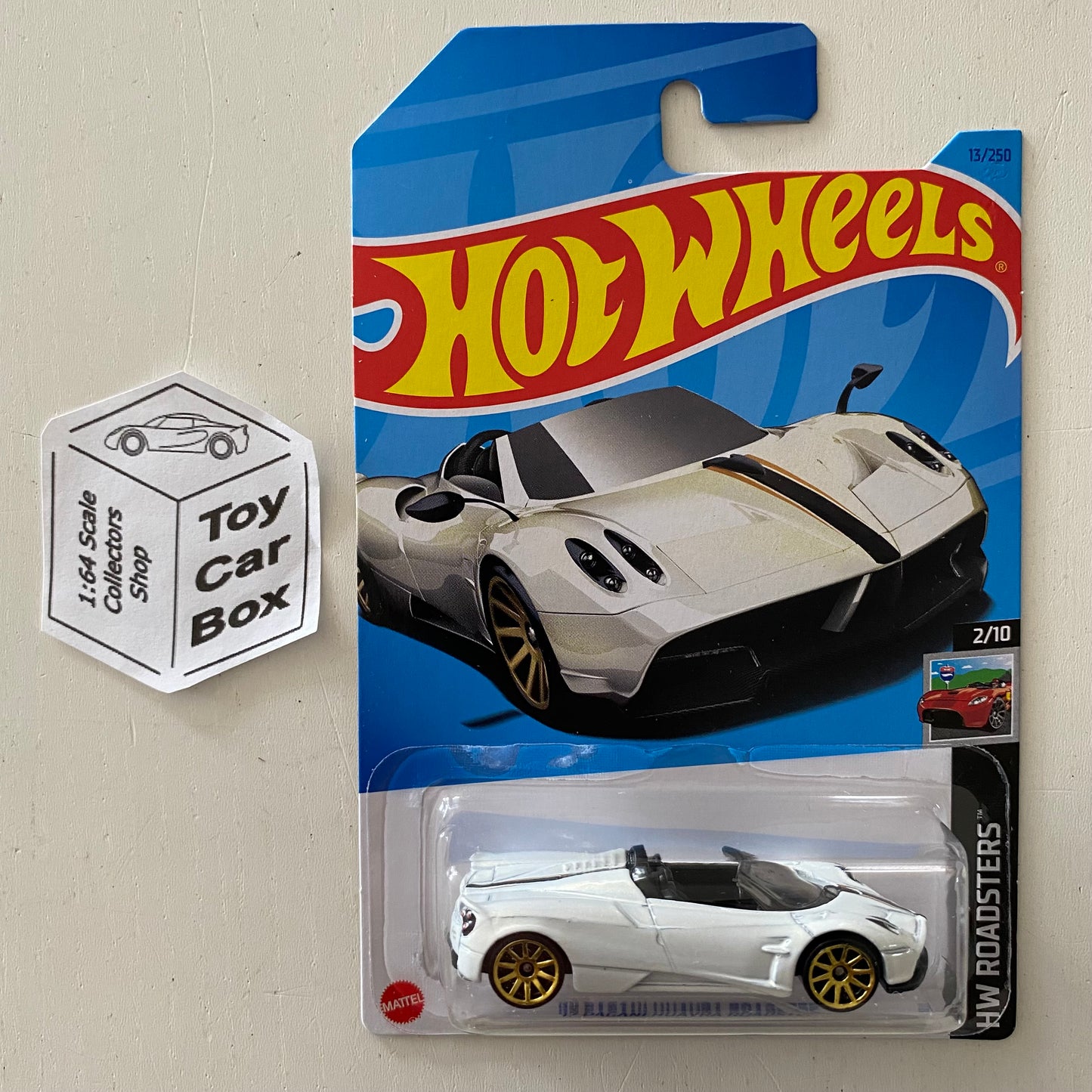 2023 HOT WHEELS #13 - ‘17 Pagani Huayra (White #2 Roadsters - Long Card) B53