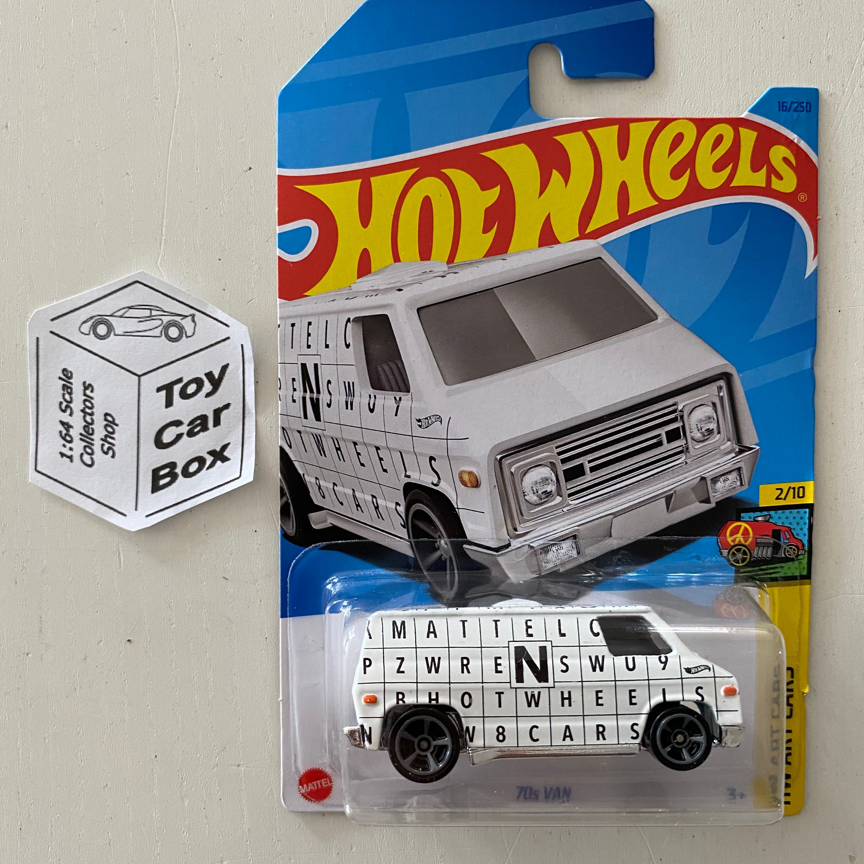 2023 HOT WHEELS 16 70s Van White 2 HW Art Cars Long Card