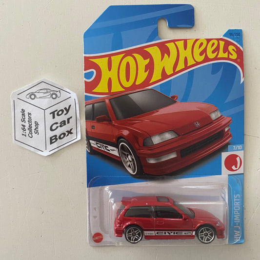 2023 HOT WHEELS #96 - ‘96 Honda Civic EF (Red #7 HW J-Imports - Long Card) B00