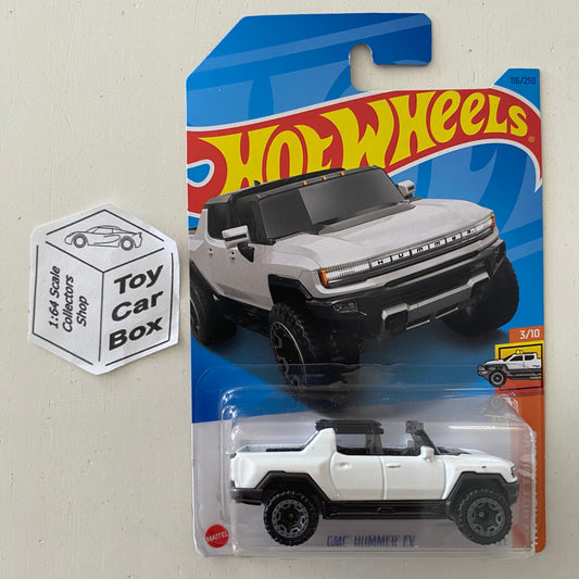 2023 HOT WHEELS #116 - GMC Hummer EV (White #8 HW Hot Trucks - Long Card) B00